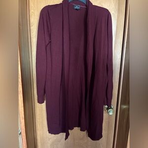 Worthington Women's Long Open-Front Cardigan Sweater - Burgundy Size Medium